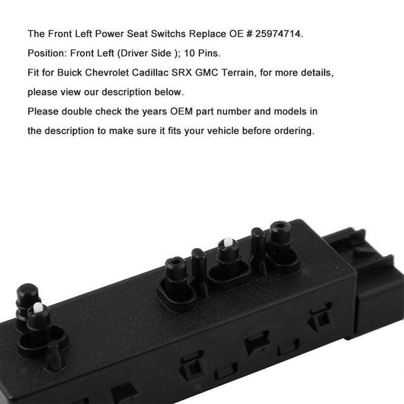 New Seat Reclining Switch Left Driver Side for 2010-2015 Chevrolet Camaro Seat