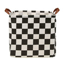 Foldable Canvas Plaid Square Storage Basket Clothes Toys Laundry Container