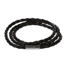 Black PU Leather Interlaced Cuff Wristband Bracelet 0.15" HOT R6R9