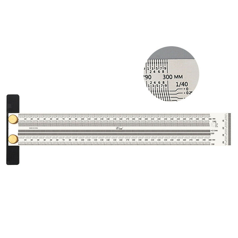 Stainless Woodworking Scribe Marking Gauge Ruler Carpenter DIY Tools 300mm/ 12''