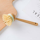 2 Pcs Dish Brush with Wooden Handle Durable Bristles Scraper Tip for Dishes