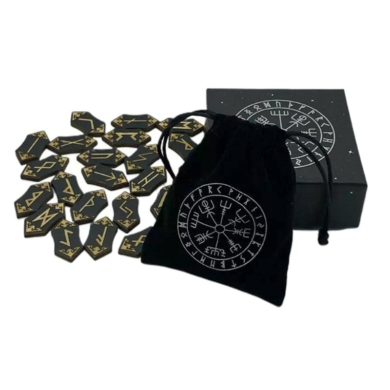 Divination Handmade Rune Stones Card Set Nordic with Bag Props Home Toys