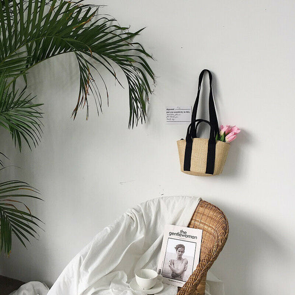 new women pastoral wind grass woven bag woven bag braided basket bag should I8X8