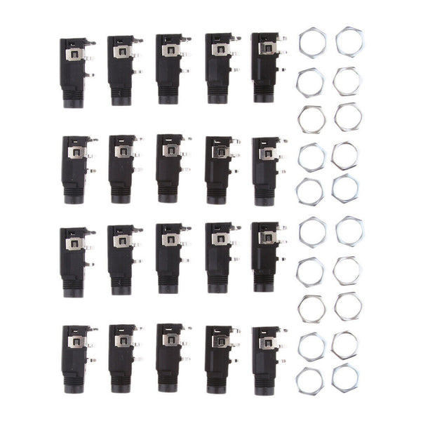 20 Pieces 6.35mm/6.35 Stereo Audio Microphone Female Socket Jack