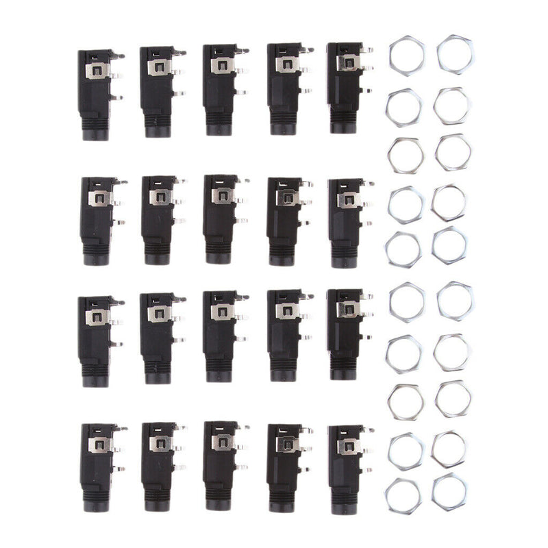 20 Pieces 6.35mm/6.35 Stereo Audio Microphone Female Socket Jack