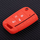 RED 4 Button Silicone Remote Key Cover Fob Case fit for VW Golf Polo 2017