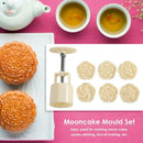 Mooncake Mold Cake Flowers Print Hand Press Mid-autumn Festival Baking Tool