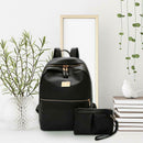2pcs/set Women Nylon Backpack Clutch Preppy Solid Shoulder Schoolbags Purse