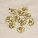 10pcs Golden Sunflower Beads Charms Necklace Bracelet Pendant Jewelry Making Set