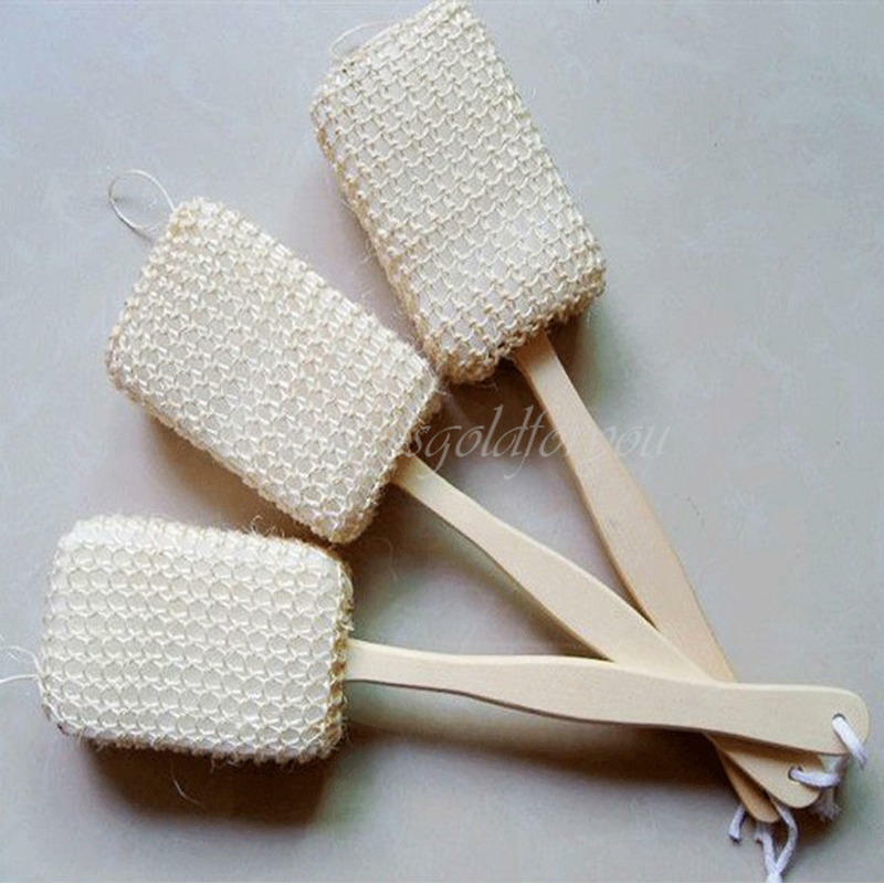 Natural Sisal-Long Handle Brush Shower Sponge Spa Scrub Bath Scrubber