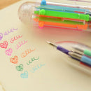 4Pcs 6 in 1 Multicolor Rainbow Ballpoint Ball Point Pen Students Office I6C8