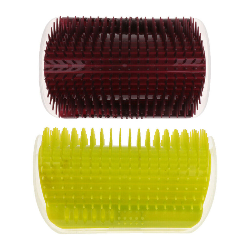 2X Cat Self Groomer, Wall Corner Groomers Soft Grooming Brush Massage Combs for