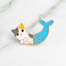 Blue Cat Fish Fishtail Animal Brooch Lucky Mermaid Badge Enamel Denim Leath V7J3