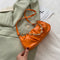 Solid Pleated Women Shoulder Bag PU Clear Chain Crossbody Handbag (Orange) A#S