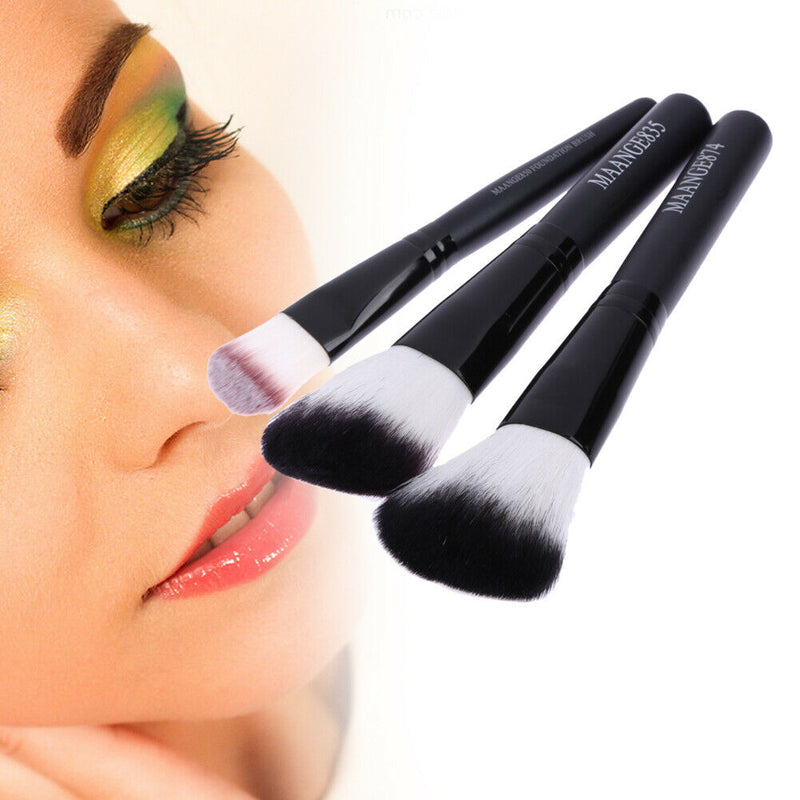 20Pcs Eyeshadow Makeup Brushes + 2Pcs Big Powder Blush Foundation Black