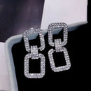 Fashion Shiny Geometric Pendant Earrings Luxury Square Rhinestone Earrings