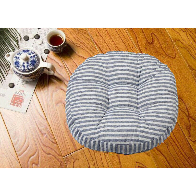 45cm Tatami Cushion Handmade Pillow Floor Chair Seat, Cotton, Blue Strips
