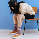 5 Pairs Women Cotton Soft Socks Stripe Letters Autumn Winter Mid-calf Socks