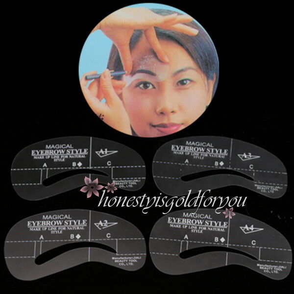 new 4 styles Eyebrow Stencil Kit Template Shape Make-up