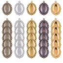 30Pcs Oval Pendant Trays Bezel with Dome Glass Cabochon for DIY Jewelry  VTU