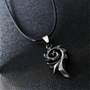 Men's Stainless Rope Dragon Flame Titanium Steel Necklace Pendant Cool Jewelry