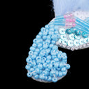 Fashion Blue Bird Bead Rhinestone Patch Applique Badge DIY Clothing Decor