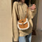 Fashion Shoulder Saddle Bag Women Splicing Fleece PU Messenger Tote (Brown)