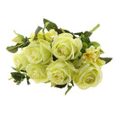 9Heads Artificial Rose Flowers Silk Bouquet Bridal Home Vase Decor DIY Green