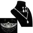 Wedding Bridal Banquet Rhinestone Crown Tiara Necklace Earrings Jewelry Set