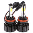 4 Sides H11 LED Headlight High or Low Beam Bulbs 2400W 286000LM 6000K White 2-OZ