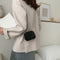Pure Color Leather Mini Shoulder Bags Women Chain Messenger Bags (Black)