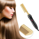 Hot Comb Electric Hair Straightener Heating Comb AntiScald Beard Straightener-US