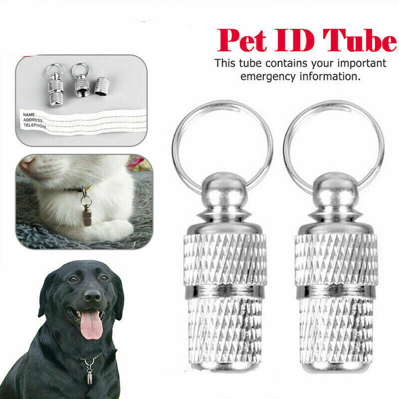Anti-Lost Pet Dog Cat Puppy ID Address Name Label Tag Barrel Tube Collar Metal*1