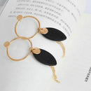 Fashion Necklace, Womens Tassel Geometric Wooden Tassel Long Earrings(Black