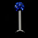 Internally Thread Crystal Labret Lip Stud / Tragus Bar / Monroe 4mm (blue)