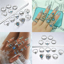 13Pcs/Set Blue Crystal Turtle Finger Rings Knuckle Midi Boho Ring Sets Jewelry
