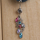 Hot Hollow Colorful Rhinestone Crystal Barbells Navel Belly Button Ring