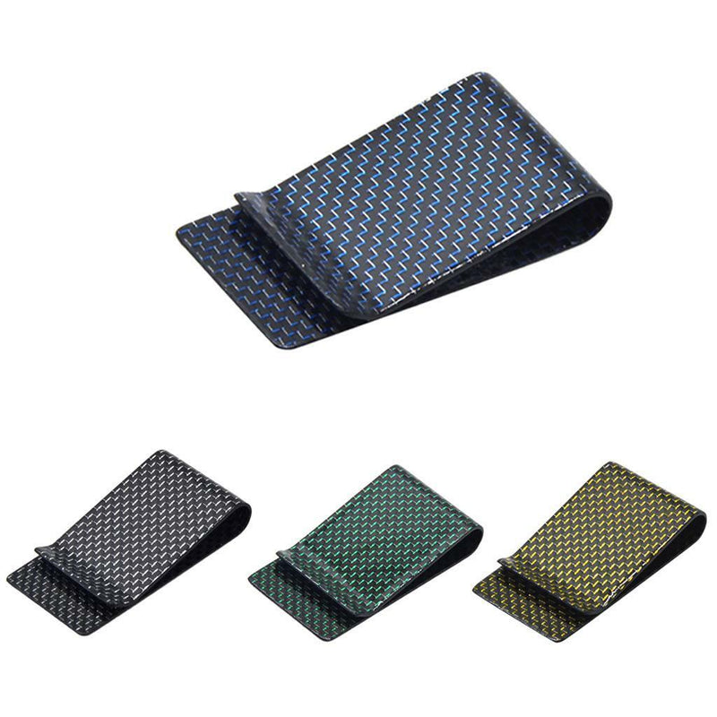Money Clip Carbon Fiber Holder for 30 Folded Bills or Around 15 Cards Blue