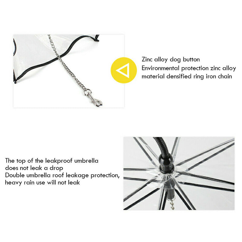 Outdoor Dog Raincoat for Raining Walking Leash Transparent Pet Umbrella Handle