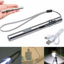 Rechargeable Pocket Flashlight Stainless Steel LED Torch Light Mini Pen USB