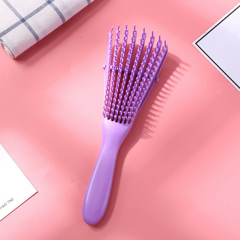 Women Hair Scalp Massage Comb Curly Hairdressing Styling Hairbrush (Purple) A