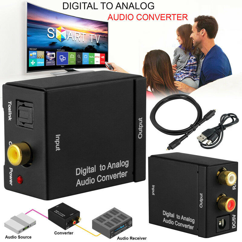 Optical Coaxial Toslink Digital to Analog Audio Converter Adapter RCA L/R 3.5mm