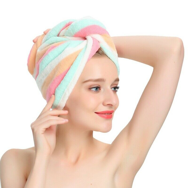 Microfiber Hair Turban Wrap 2 Pack Quick Dry Hair Towel Wrap Turban Super A V1R4