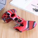 Anti Slip Camo Silicone Case Skin + 2 Thumb Grips for PS5 Controller (Red)