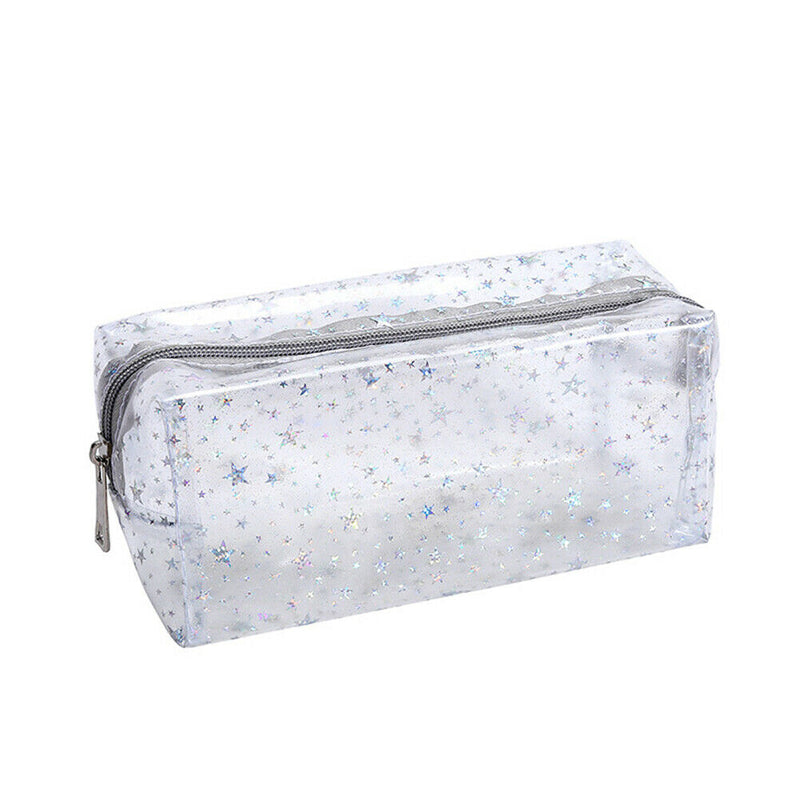 Transparent PVC Cosmetic Bag Waterproof Clutch Women Makeup Pouch (White) A