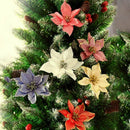 10x Glitter Poinsettia Flower Christmas Wreath Tree Decorations Xmas Craft New