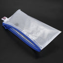 Blue White Net Inside Zipper Pouch Holder 210mmx110mm for A6 Paper I6W3