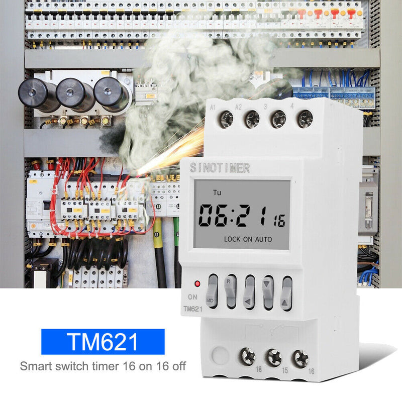 TM621 LCD Display Time Digital Timer Switch DIN Rail Weekly Programmable Power