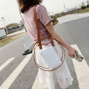 Summer Beach Round Transparent Women Handbag Tote Shopping Bags (Brown)