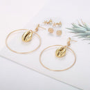 3 Pairs Shell Seastar Ear Stud Round Circle Earrings Wedding Jewelry Gift A